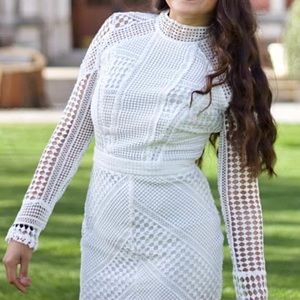 Geometric Long Sleeve Formal Dress